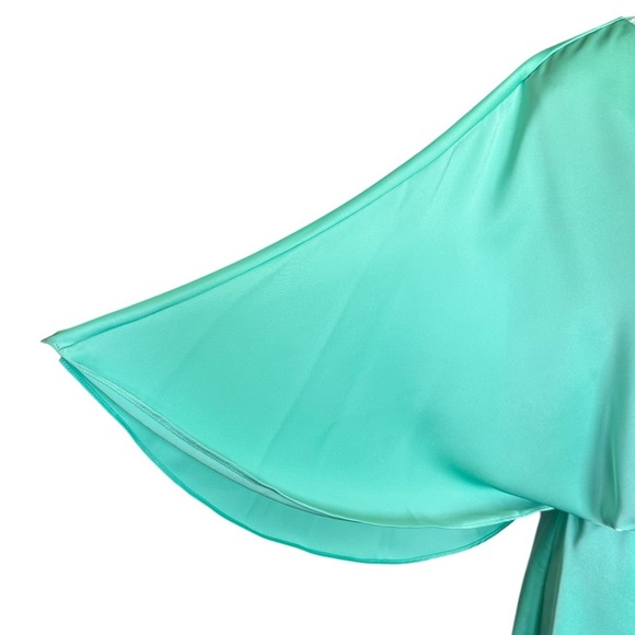 RAMY BROOK NWT Alexis Faux Wrap Satin Mini Dress Green Size 10 - Picture 8 of 11